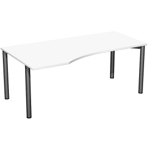 Gera PC-Schreibtisch Bürotisch 4 Fuß Flex Freiform links 1800x800/1000mm ahorn buche lichtgrau weiß