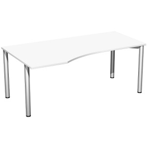 Gera PC-Schreibtisch Bürotisch 4 Fuß Flex Freiform links 1800x800/1000mm ahorn buche lichtgrau weiß