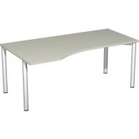 Gera PC-Schreibtisch Bürotisch 4 Fuß Flex Freiform links 1800x800/1000mm ahorn buche lichtgrau weiß