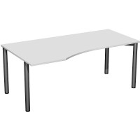 Gera PC-Schreibtisch Bürotisch 4 Fuß Flex Freiform links 1800x800/1000mm ahorn buche lichtgrau weiß