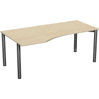 Gera PC-Schreibtisch Bürotisch 4 Fuß Flex Freiform links 1800x800/1000mm ahorn buche lichtgrau weiß