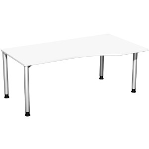 Gera PC-Schreibtisch Bürotisch 4 Fuß Flex Freiform rechts höhenverstellbar 1800x800/1000x680-800mm ahorn buche lichtgrau weiß