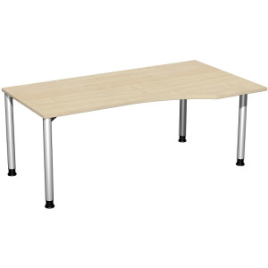 Gera PC-Schreibtisch Bürotisch 4 Fuß Flex Freiform rechts höhenverstellbar 1800x800/1000x680-800mm ahorn buche lichtgrau weiß