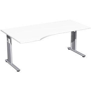 Gera PC-Schreibtisch Bürotisch C Fuß Flex links höhenverstellbar 1800x800/1000x680-820mm ahorn buche lichtgrau weiß
