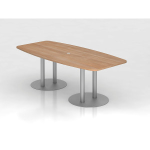 Konferenztisch Besprechungstisch Meeting KT 2 Säulen Silber 220 x 103/83 cm
