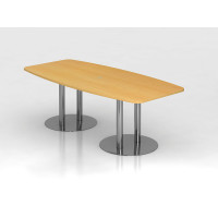 Hammerbacher Konferenztisch Besprechungstisch Meeting KT 2 Säulen chrom 220 x 103/83 cm