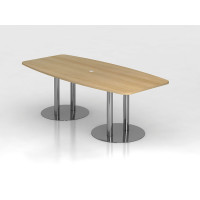 Hammerbacher Konferenztisch Besprechungstisch Meeting KT 2 Säulen chrom 220 x 103/83 cm