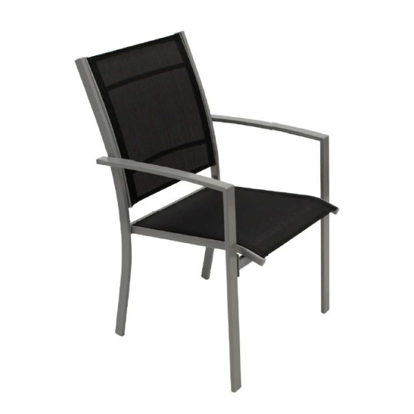 Gartensessel Sessel 4er-set  schwarz / silber stapelbar