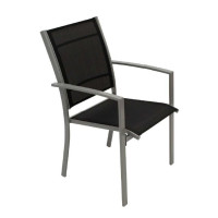 Gartensessel Sessel 4er-set  schwarz / silber stapelbar