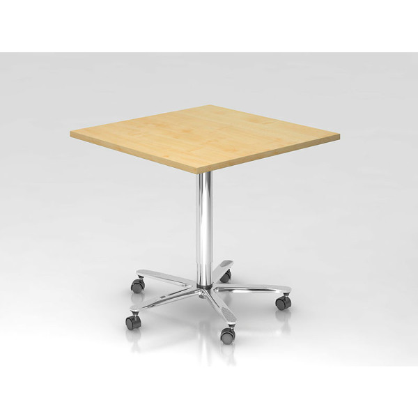 Beistelltisch Säulenhubtisch Besprechungstisch chrom 80 x 80  cm