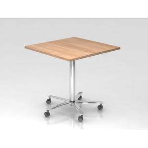 Beistelltisch Säulenhubtisch Besprechungstisch chrom 80 x 80  cm