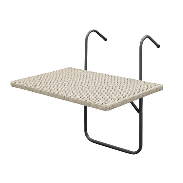 Balkonhängetisch 60x40cm Metall und Polyrattan grau