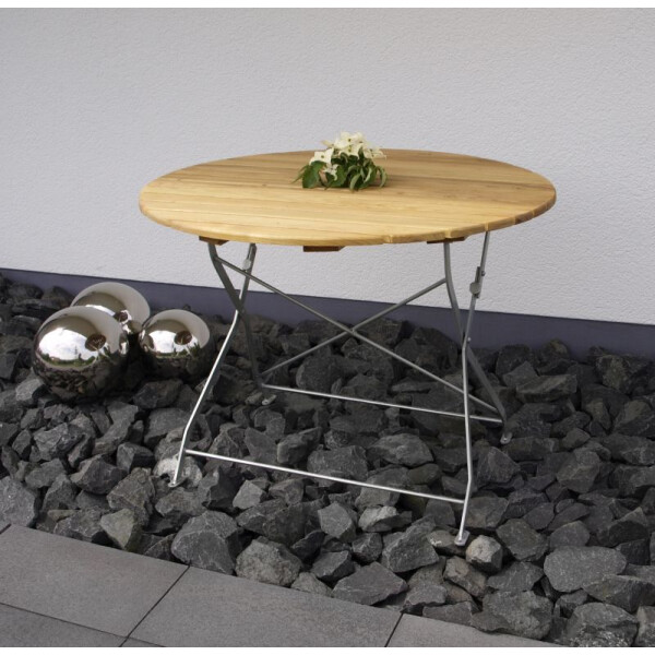 Klapptisch Holztisch Gartentisch Tisch,rund, Gestell verzinkt 100cm