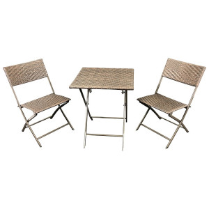 Bistroset 3 teilig Metall Polyrattan braun bicolor