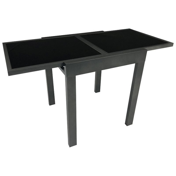 Balkon Ausziehtisch 65/130x65cm Aluminium anthrazit Glas schwarz