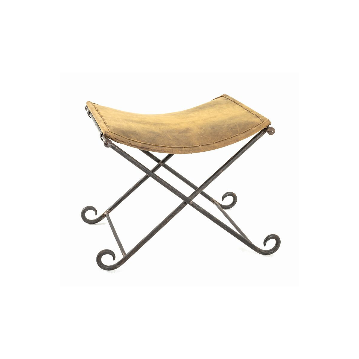 Klapphocker Hocker vintage Echt Leder gepolstert Stahlrohr k