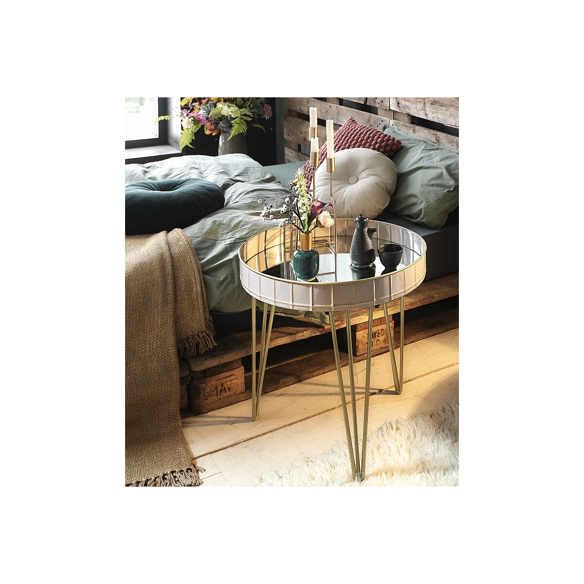 Beistelltisch Couchtisch gold-taupe Meta box