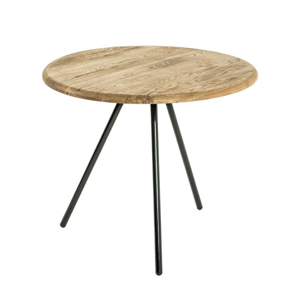 Beistelltisch Couchtisch Massivholz Eiche Vollstahl schwarz D:50cm H:43cm