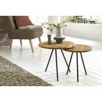 Beistelltisch Couchtisch Massivholz Eiche Vollstahl schwarz D:50cm H:43cm