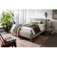 Polsterbett Bett MATTIS Stoffbezug Aspen mit Bettkasten