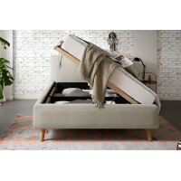 Polsterbett Bett MATTIS Stoffbezug Aspen mit Bettkasten
