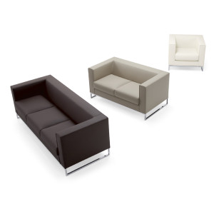 Kastel Design Sofa Lounge Klasse 2 Sitzer einfarbig Gestell verchromt