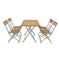 Garten Garnitur 5teilig 4x Stuhl 1x Tisch 70x110cm rechteckig