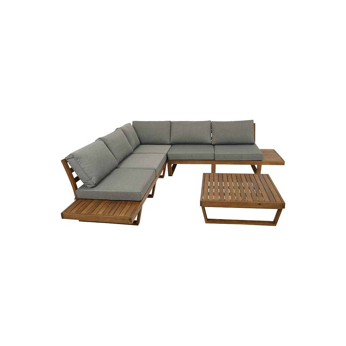 Lounge Set aus Akazienholz, mit Polstern