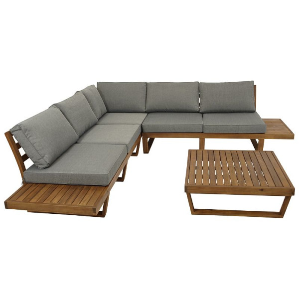 Lounge Set aus Akazienholz, mit Polstern