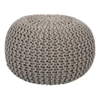 Sitzhocker Pouf SET 2 Stück Ø 55 cm H 37 cm Strickhocker Grobstrick-Optik braun schwarz