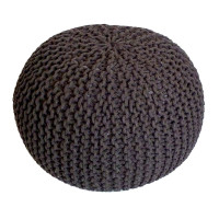 Sitzhocker Pouf SET 2 Stück Ø 55 cm H 37 cm Strickhocker Grobstrick-Optik braun schwarz