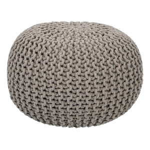 Sitzhocker Pouf SET 2 Stück Ø 55 cm H 37 cm Strickhocker Grobstrick-Optik braun blau