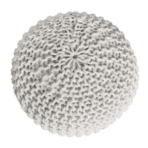 Sitzhocker Pouf SET 2 Stück H 37 cm Strickhocker  Grobstrick-Optik weiss schwarz