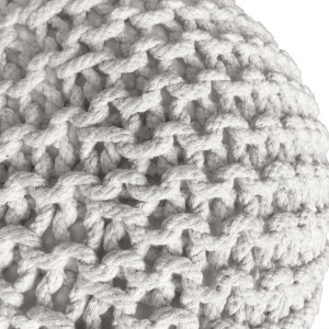 Sitzhocker Pouf SET 2 Stück H 37 cm Strickhocker  Grobstrick-Optik weiss schwarz