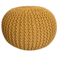 Sitzhocker Pouf SET 2 Stück Ø 55 cm H 37 cm Strickhocker Grobstrick-Optik nachhaltig