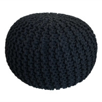 Sitzhocker Pouf SET 2 Stück H 37 cm Strickhocker Grobstrick-Optik braun schwarz