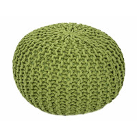 Sitzhocker Pouf SET 2 Stück Ø 55 cm H 37 cm Strickhocker Grobstrick-Optik weiss grün
