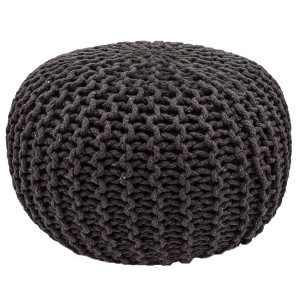 Sitzhocker Pouf SET 2 Stück H 37 cm Strickhocker Grobstrick-Optik schwarz blau