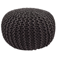 Sitzhocker Pouf SET 2 Stück Ø 55 cm H 37 cm Strickhocker Grobstrick-Optik schwarz rot