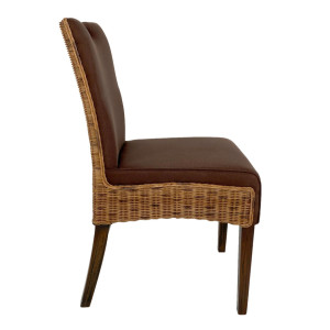 Rattanstuhl Esszimmer Stuhl Korbstuhl Bilbao mit Griff vollgepolstert Polster braun