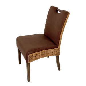 Rattanstuhl Esszimmer Stuhl Korbstuhl Bilbao mit Griff vollgepolstert Polster braun