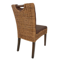 Rattanstuhl Esszimmer Stuhl Korbstuhl Bilbao mit Griff vollgepolstert Polster braun