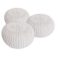 Pouf Set 3 Stück Ø 55 cm Bodenkissen Strickhocker Sitzhocker Sitzkissen Hocker nachhaltig Grobstrick