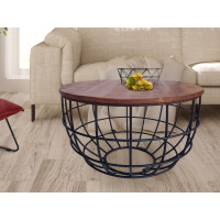 Couchtisch rund nachhaltig Lexington ø 75 cm Metall Gitter Drahtgestell Massivholz Wohnzimmer-Tisch