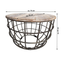 Couchtisch rund nachhaltig Lexington ø 75 cm Metall Gitter Drahtgestell Massivholz Wohnzimmer-Tisch