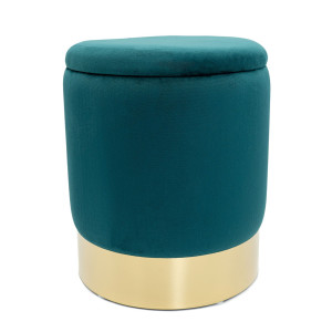 Samthocker Deko Hocker Samt Pouf Dekopouf Velour Hocker mit Stauraum u. Deckel Ø 31 H 38 cm
