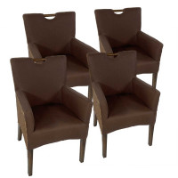 Esszimmer Stühle Set 4 Stück Rattan Armlehner Sessel Bilbao prairie brown