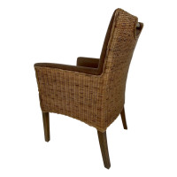 Esszimmer Stühle Set 4 Stück Rattan Armlehner Sessel Bilbao prairie brown