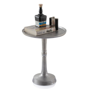 Beistelltisch Metall rund ø 44x53 cm Dekotisch Adlon silber mit Design Mittelfuß Aluminium