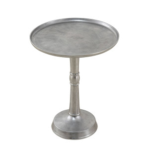 Beistelltisch Metall rund ø 44x53 cm Dekotisch Adlon silber mit Design Mittelfuß Aluminium